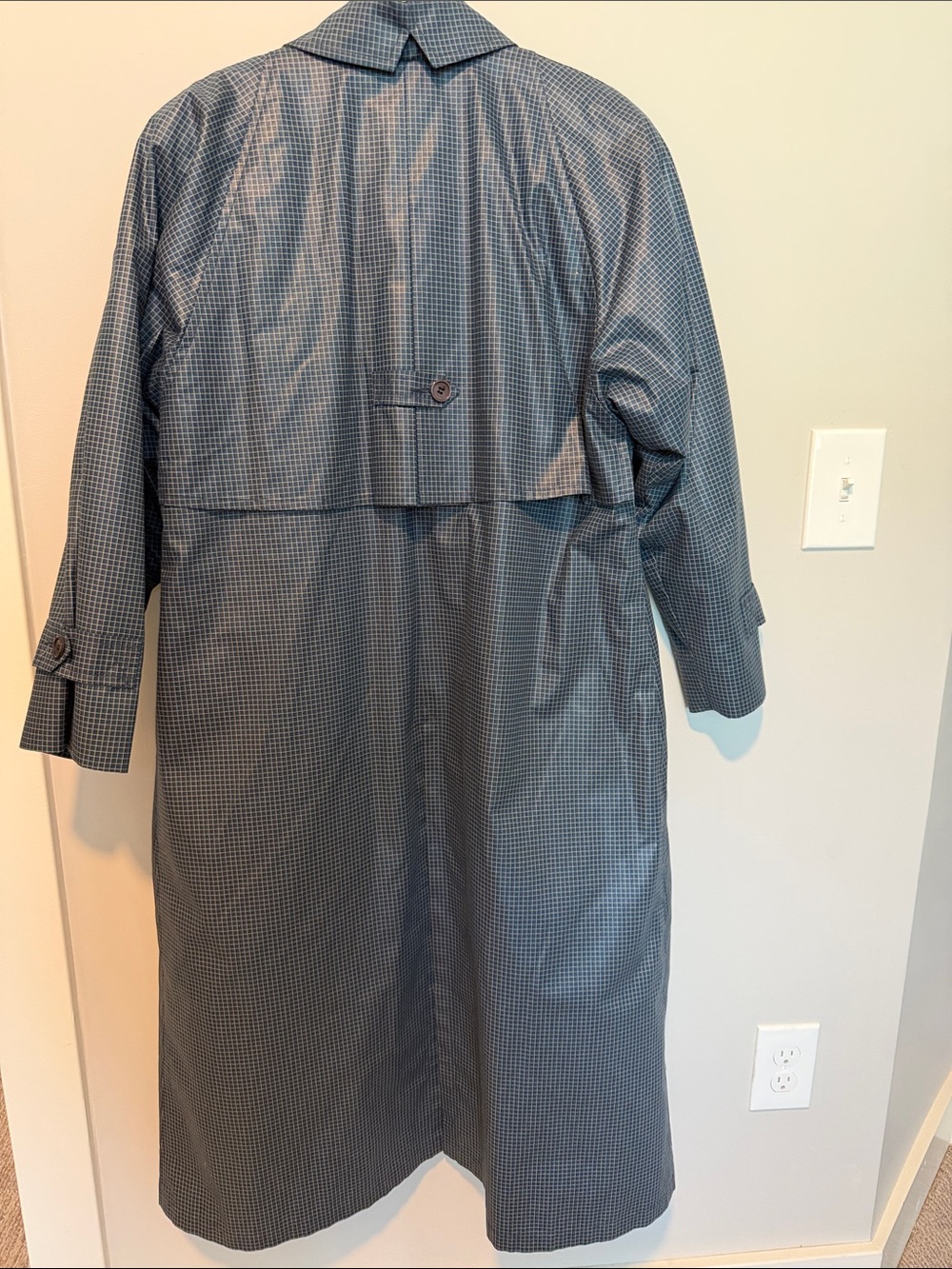 Vintage Women’s London Fog Maincoat Navy Micro-Check -Size 8 - Picture 9 of 9